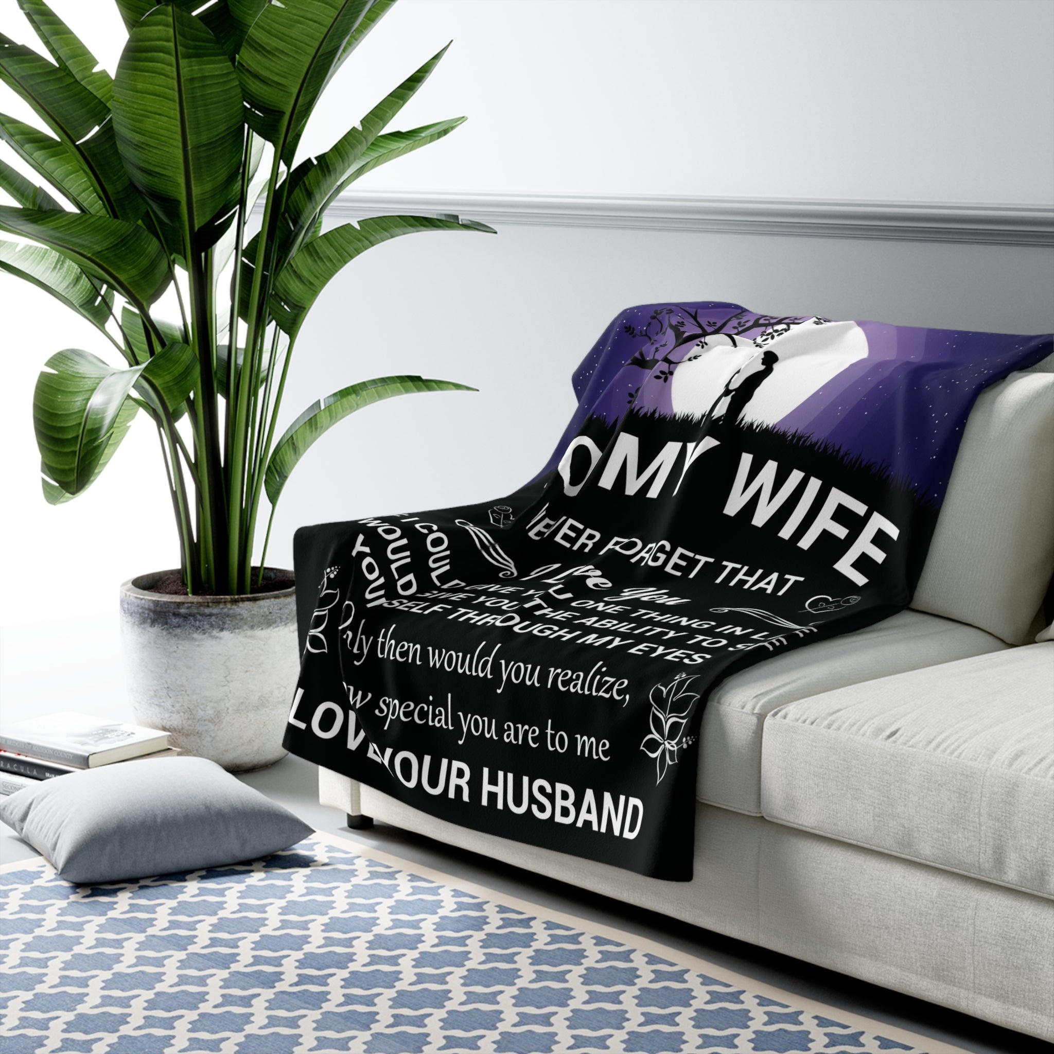 Sherpa Blanket - "To My Wife" Romantic Love Message Gift