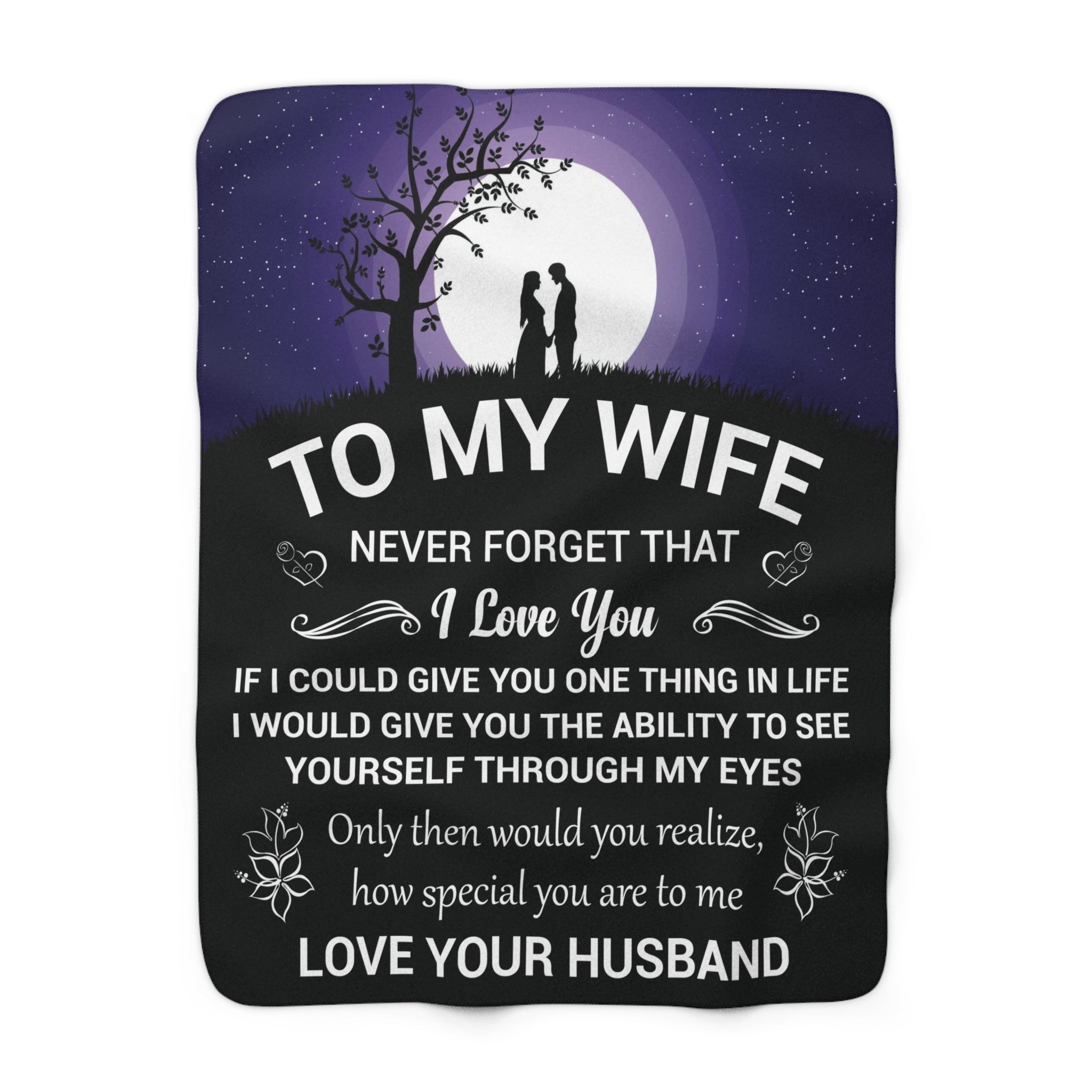 Sherpa Blanket - "To My Wife" Romantic Love Message Gift