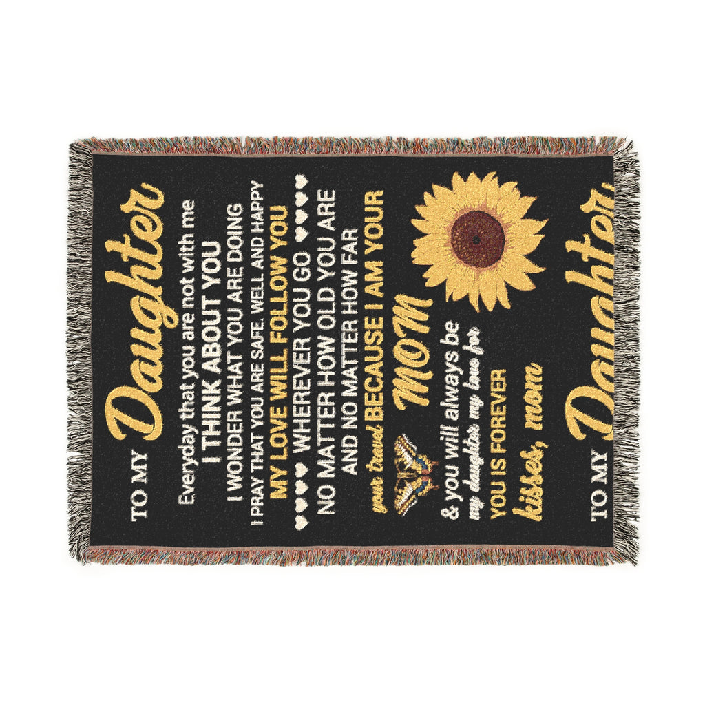 Sunflower Daughter Woven Blanket — Heartfelt Message Throw for Mom to Daughter, Gift for Birthday & Mother’s Day