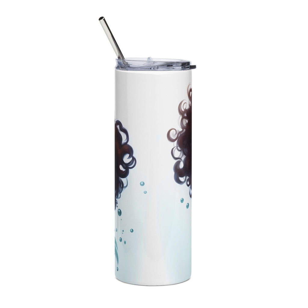 Cute Curly-Haired Mermaid Stainless Steel Travel Cup
