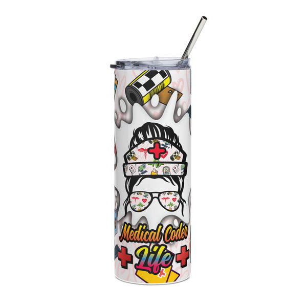 Medical Coder Life 20oz Stainless Steel Tumbler – Cute Healthcare Icons