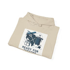 Travel Hoodie — "Ready for Takeoff" Pilot & Luggage Graphic Hooded Sweatshirt