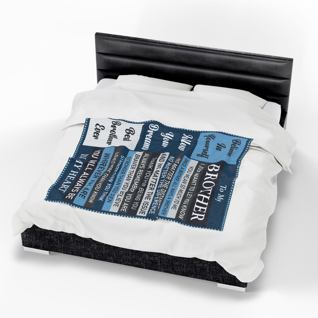 Brother Keepsake Velveteen Plush Blanket — "To My Brother" Heartfelt Message Throw