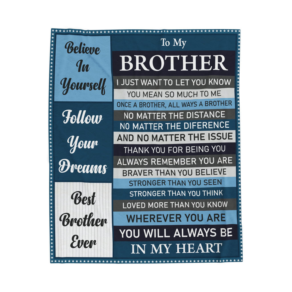 Brother Keepsake Velveteen Plush Blanket — "To My Brother" Heartfelt Message Throw