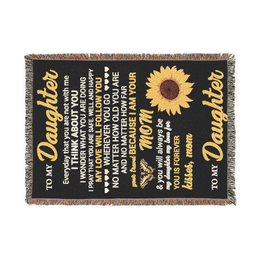 Sunflower Daughter Woven Blanket — Heartfelt Message Throw for Mom to Daughter, Gift for Birthday & Mother’s Day