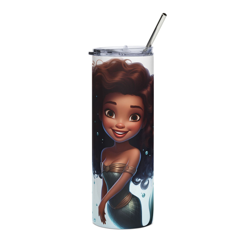Cute Curly-Haired Mermaid Stainless Steel Travel Cup