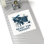 Ready for Takeoff Travel Sticker — Luggage, Plane & World Map Kiss-Cut