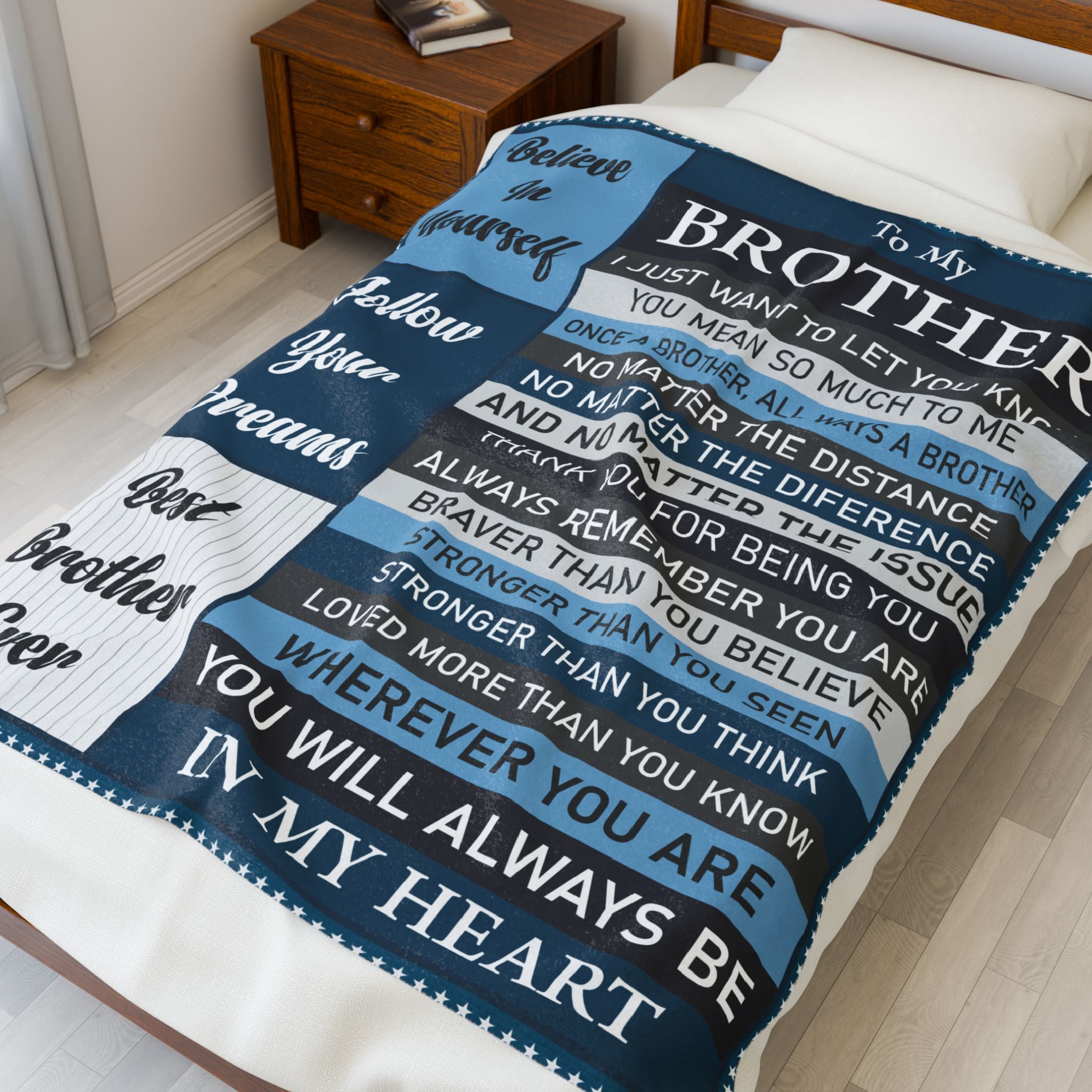 Brother Keepsake Velveteen Plush Blanket — "To My Brother" Heartfelt Message Throw