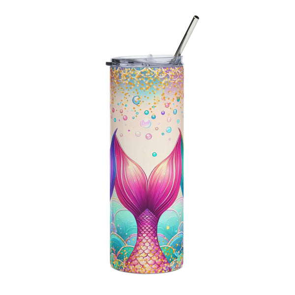 Mermaid Tail 20oz Stainless Steel Tumbler — Colorful Sparkle Ocean Drinkware