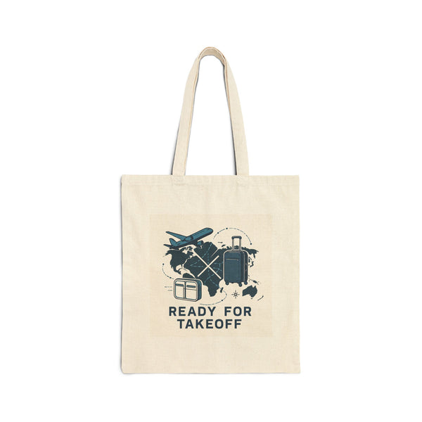 Ready for Takeoff Travel Tote Bag — Canvas Airport Luggage & Plane Graphic